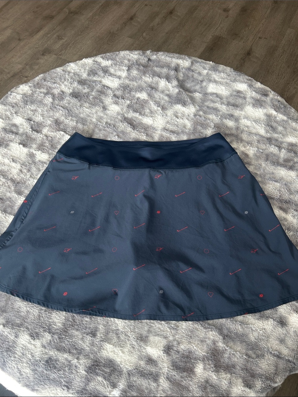 Puma Navy Skort with red golf clubs and little bird with heart wing print size L
